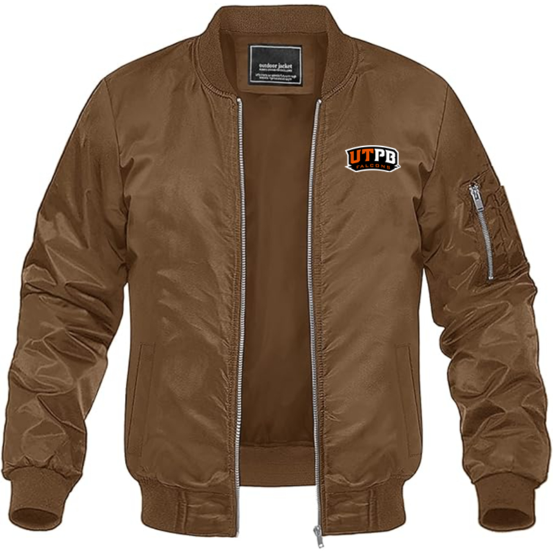 Men's UTPB Falcons Lightweight Bomber Jacket Windbreaker Softshell Varsity Jacket Coat